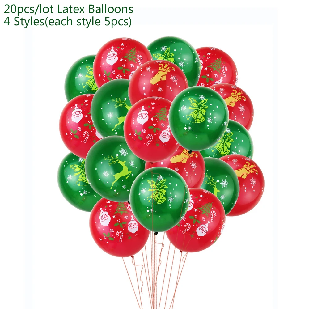 20pcs Latex Balloons Украшения для рождественской вечеринки, Рождественский латексный бумажный шарик, баннеры, сделай сам, праздничные вечерние принадлежности, рождественские украшения для дома - Цвет: 20pcs Latex Balloons