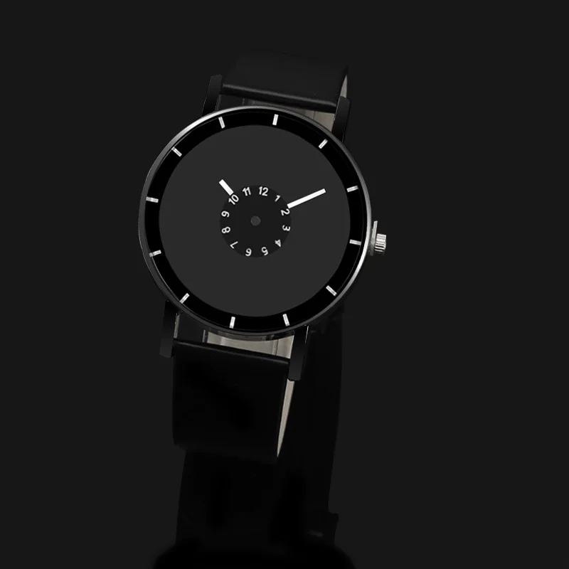 Модные креативные часы мужские кварцевые наручные с кожаным ремешком