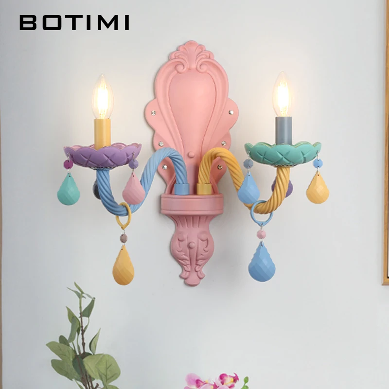 BOTIMI Хрустальный настенный светильник для спальни, стеклянный настенный светильник, прикроватная лампа, цветное настенное бра, светильник для помещений, светильник для спальни, светильник ing