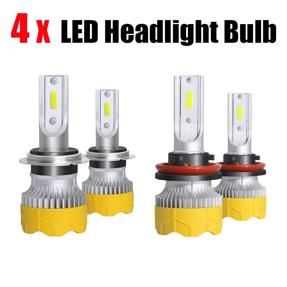 LED Headlight Buildreamen2 4 X H7 H11 автомобилей головной светильник высокий или низкий пучок+ туман светильник светодиодный галогеновые фары 12V для Фольксваген Touareg 2005-2010 - Color: LED Headlight