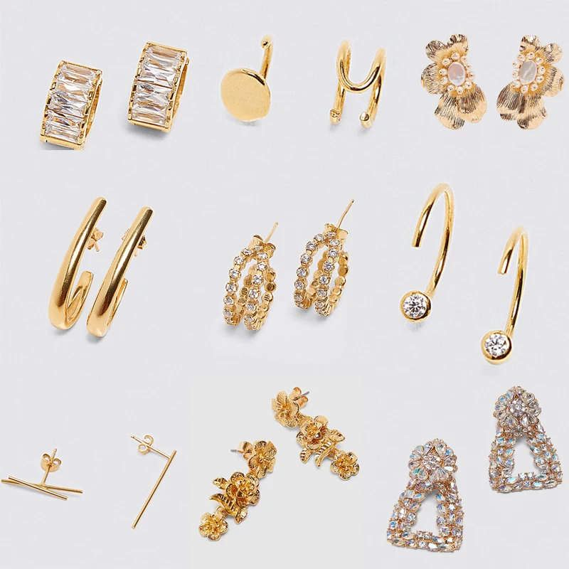 Женские Висячие серьги ZA новинка 2019 винтажные очаровательные металлические с