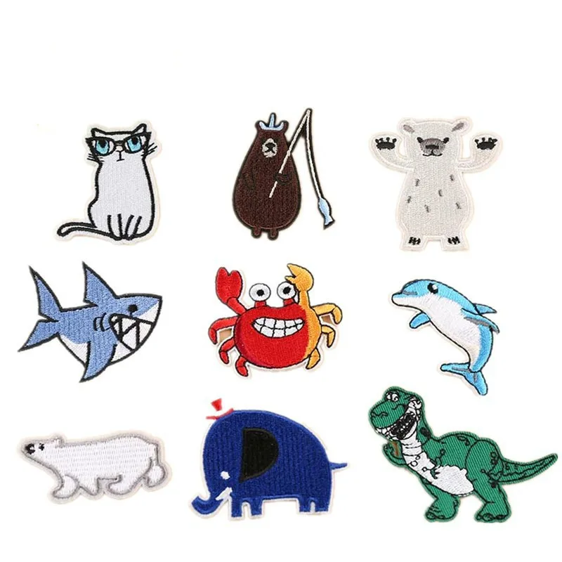1 шт. милые животные сделай сам вышитые парчи Акула медведь динозавр железные