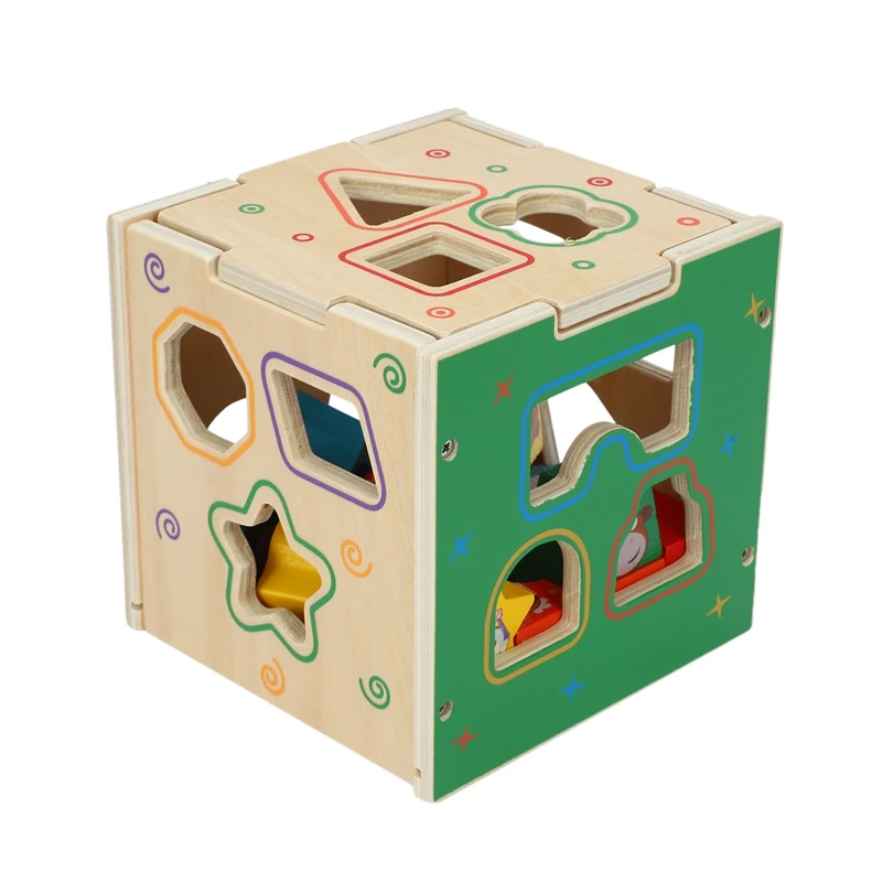 

Geometric Shape Wooden Children's Early Educational Toys Pair Building Blocks Cartoon Box Preschool Children Toys