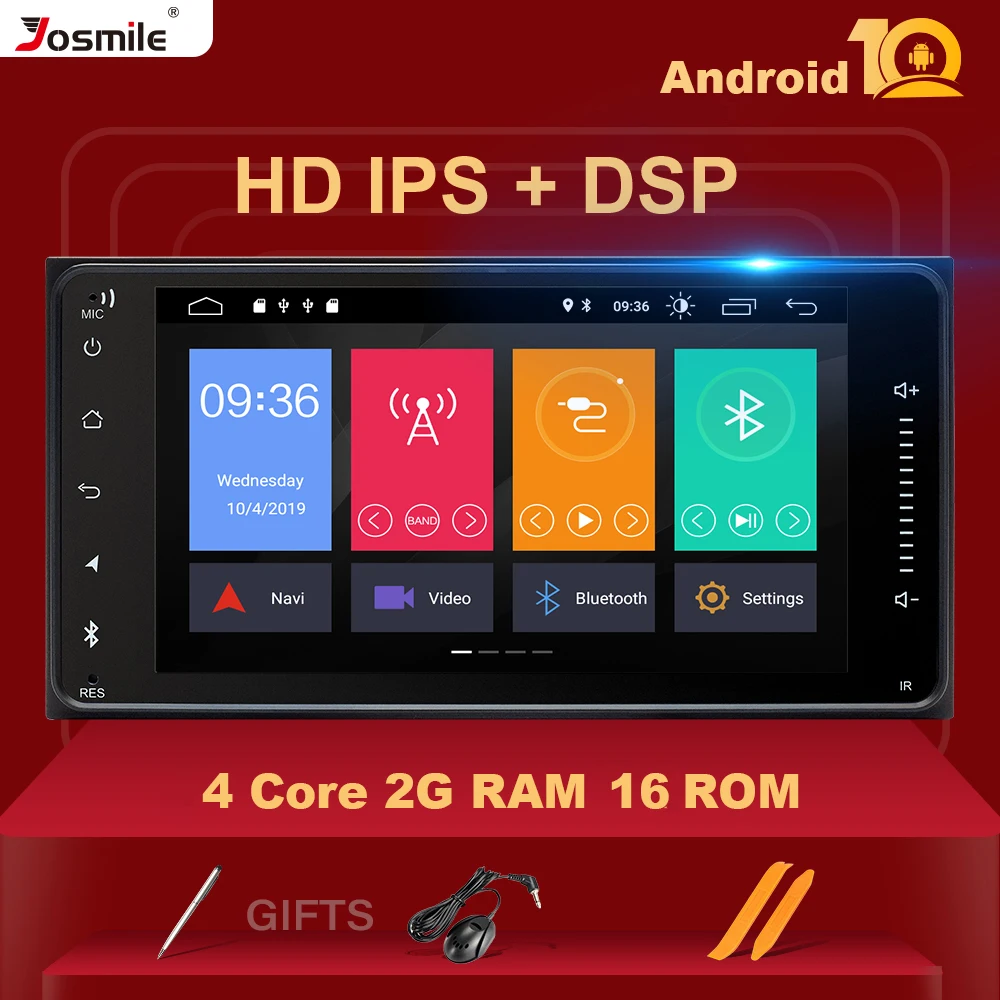 2 din Android 10 Универсальный Автомобильный мультимедийный плеер для Toyota Vios Crown Camry Hiace