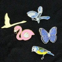 3d metal popular cartoon animal butterfly flying bird crane zinc alloy metal badge diy dress suit lapel pin for men and women