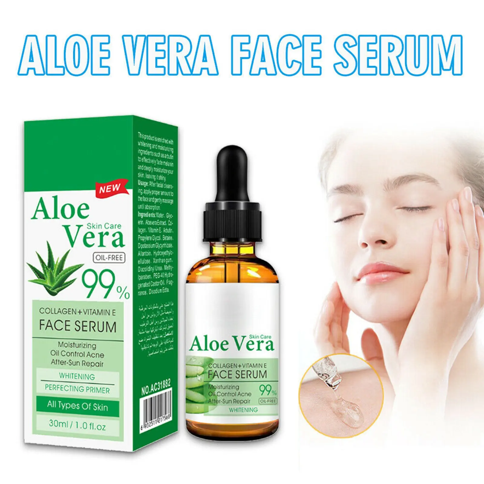 

aichun 30ML Aloe Vera Gel Pure Hyaluronic Acid Serum Facial Moisturizing Skin Repair Essence Whitening Anti Wrinkle Face Cream