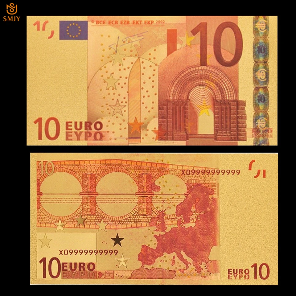 Евро золотые банкноты 10 евро цветные Золотые Фольга сбор бумажных денег Патриот