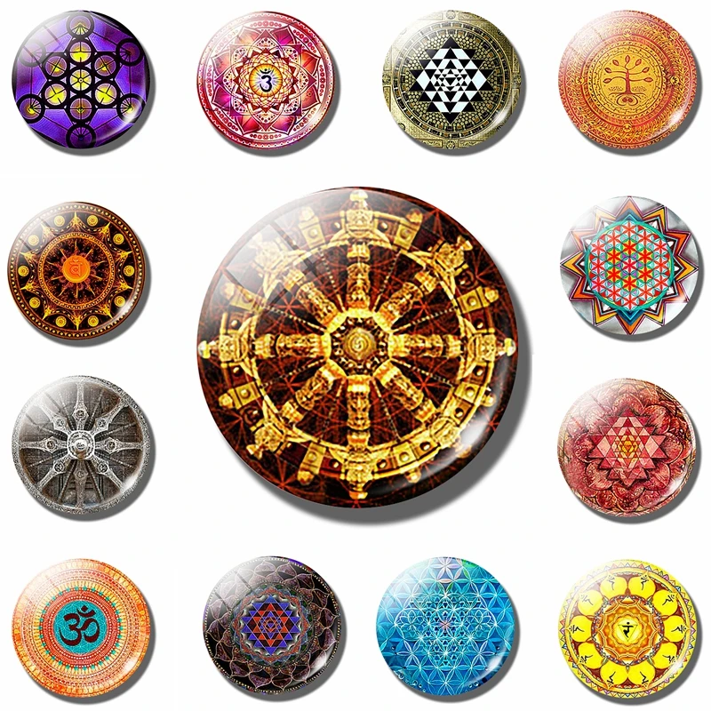 Магнитная наклейка Мандала буддийское колесо дхармы магнит на холодильник декор
