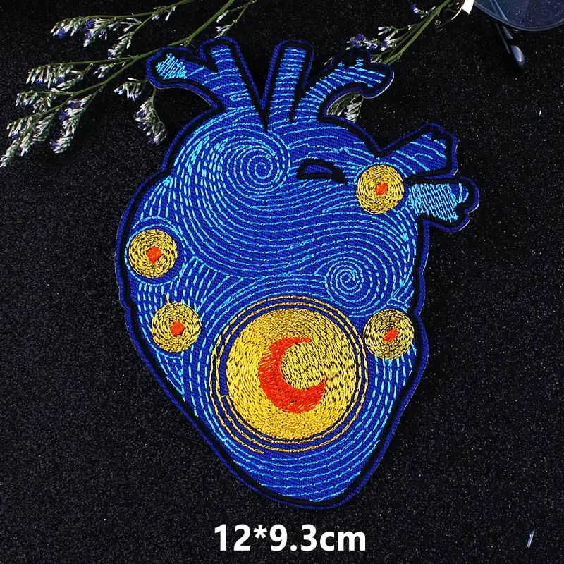 Ван Гог пользовательские патчи звездное небо патч вышитые для одежды синий