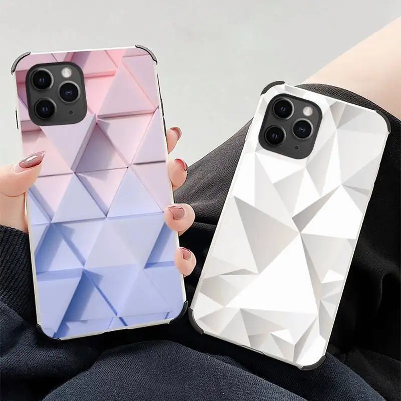 

ins solid geometric pattern Phone Case Lambskin Leather For iphone 12 11 8 7 6 XR X XS PLUS MINI PLUS PRO MAX Shockproof