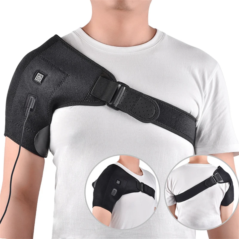 

Electric Heating Heated Shoulder Support Wrap Belt Adjustable Shoulder Protector Hot Therapy Shoulder Pads Pain Relief