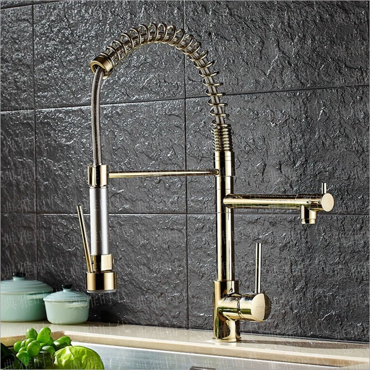 

Kitchen Faucets European Multifunctional 360 Rotation Dual Handle Mixer Tap Brass Pull-out Sprayer Basin Faucet AG-3686