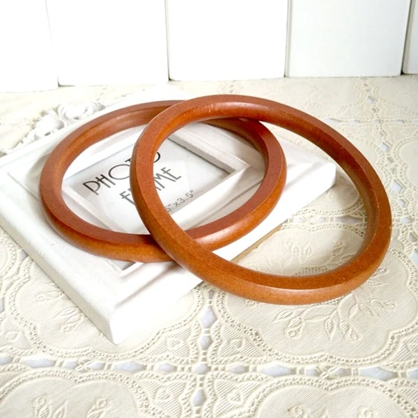O образный коричневый деревянный кошелек с ручкой Diy аксессуары для сумок оптом