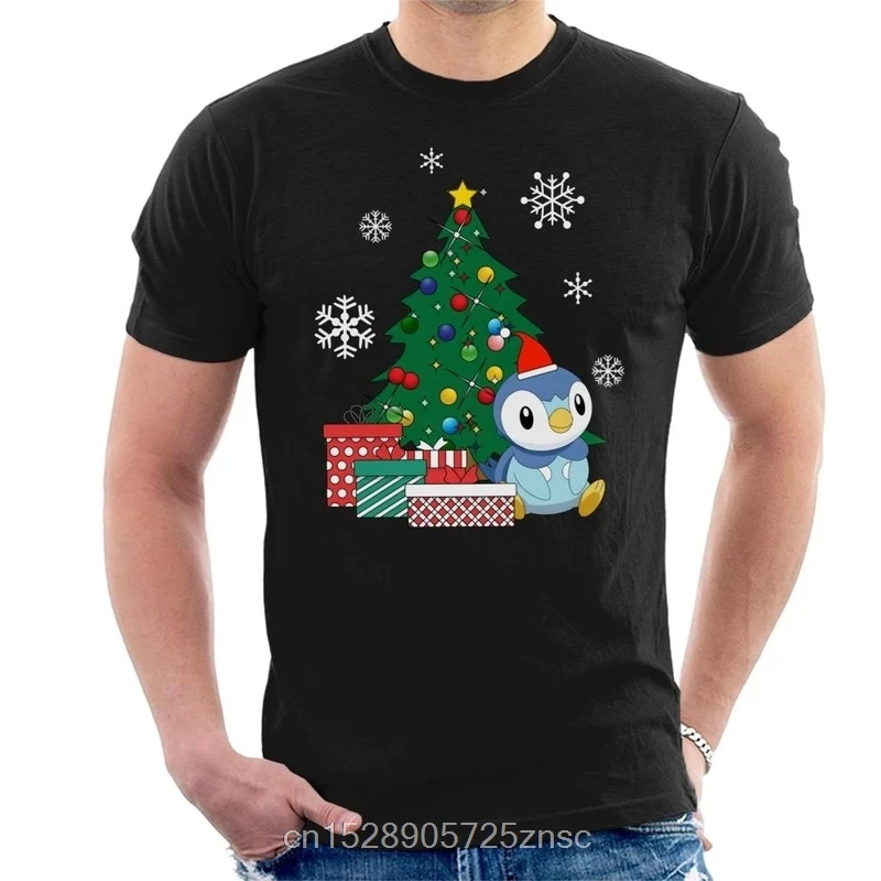 

New Printed Funny Men Printed camiseta Piplup Around The Christmas Tree Men's T-Shirt men masculina Women tshirt