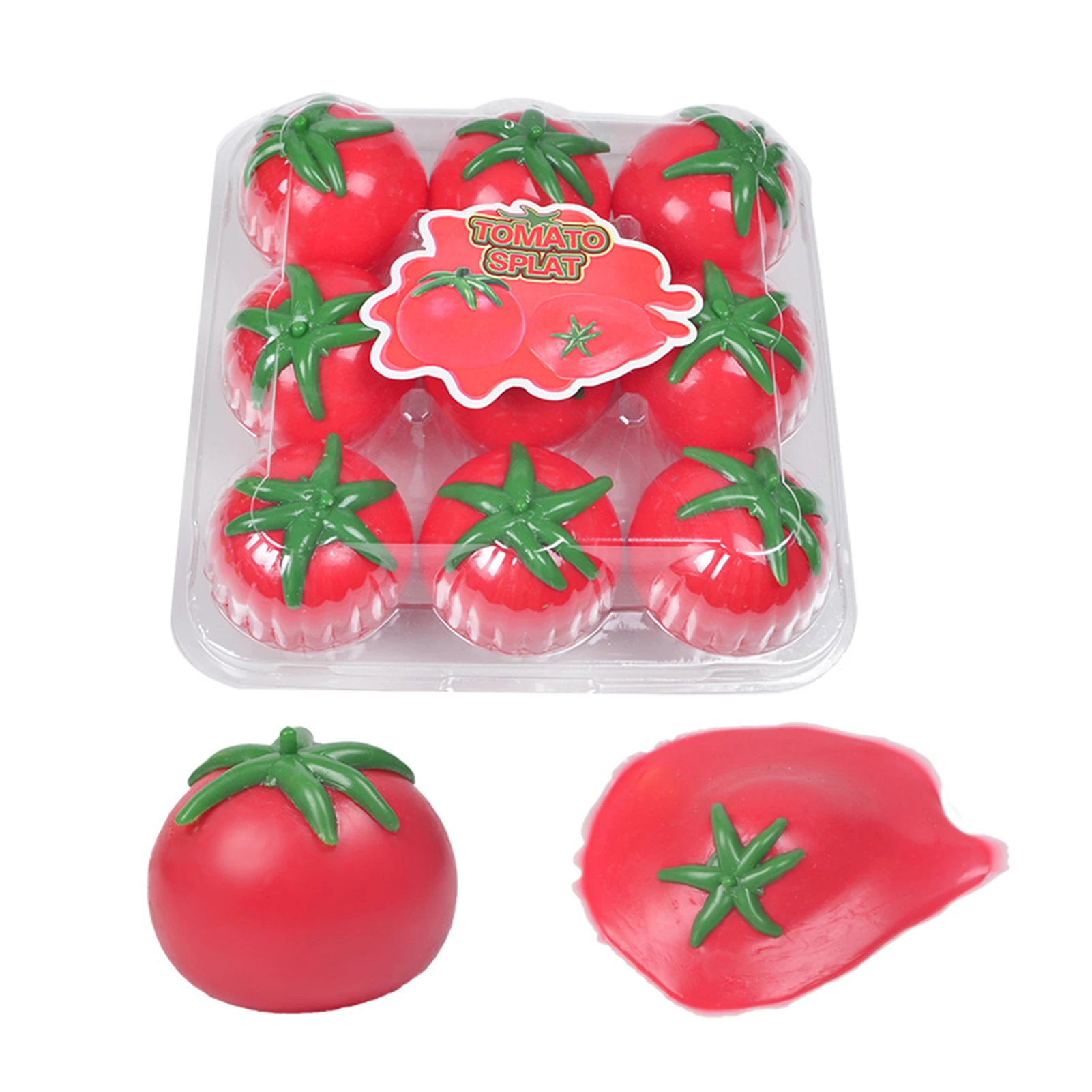 Enlarge 9Pcs Tomato Squishies Balls Kids Toys Antistress Prank Props Water Ball Autism Squeeze Stress Relief Fidget Toy Kids Gift