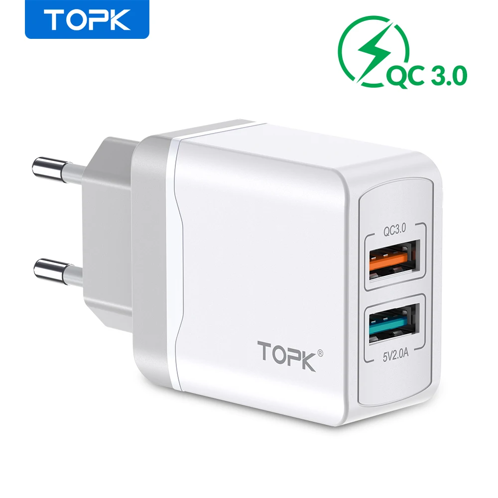 TOPK B244 Быстрая зарядка 3 0 18 Вт USB зарядное устройство для iPhone Xs X 8 7 быстрое телефона