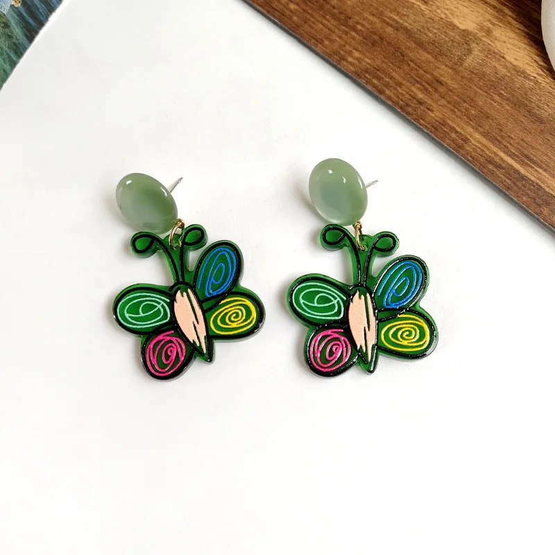 

S925 Silver Needle Fashion Personality Creative Color Flower Earrings Summer Resin Cartoon Eardrop Sweet Ear Jewelry for Dangler