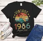 Винтажная Футболка 1986, сделано в 1986 году, 36-й день рождения, подарок для девушки, жены, мамы, день рождения, idea 36, ретро, Классическая хлопковая футболка