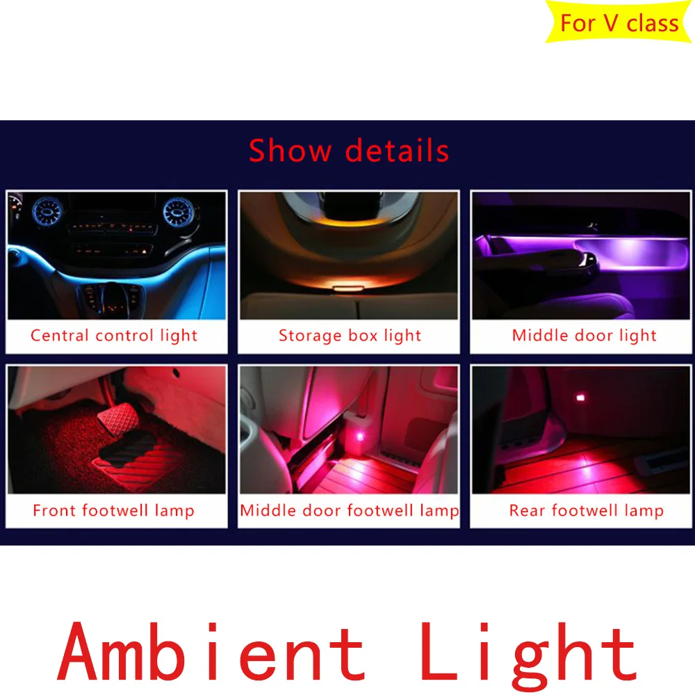 

For Mercedes Benz V class V260 interior LED air outlet atmosphere light in 12 64 colors Led Air Vent ambient light