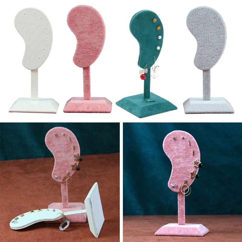 

Fashion Ear-Shaped Flannel Earring Holder Stand for Earring Studs Stand Ear Stud Clip Showing Storage Shelf for Women