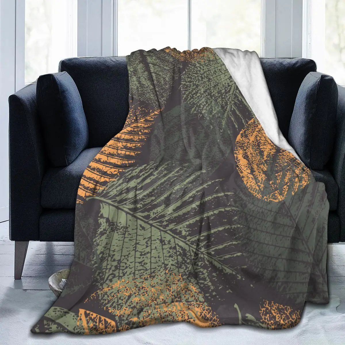 

Soft Warm Flannel Blanket Faded Leaves Prints Travel Portable Winter Throw Thin Bed Sofa Blanket