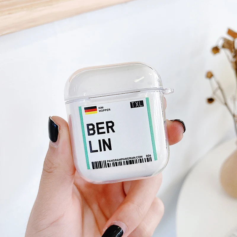 Новый роскошный чехол для Airpods наушников с именем города Bluetooth беспроводной