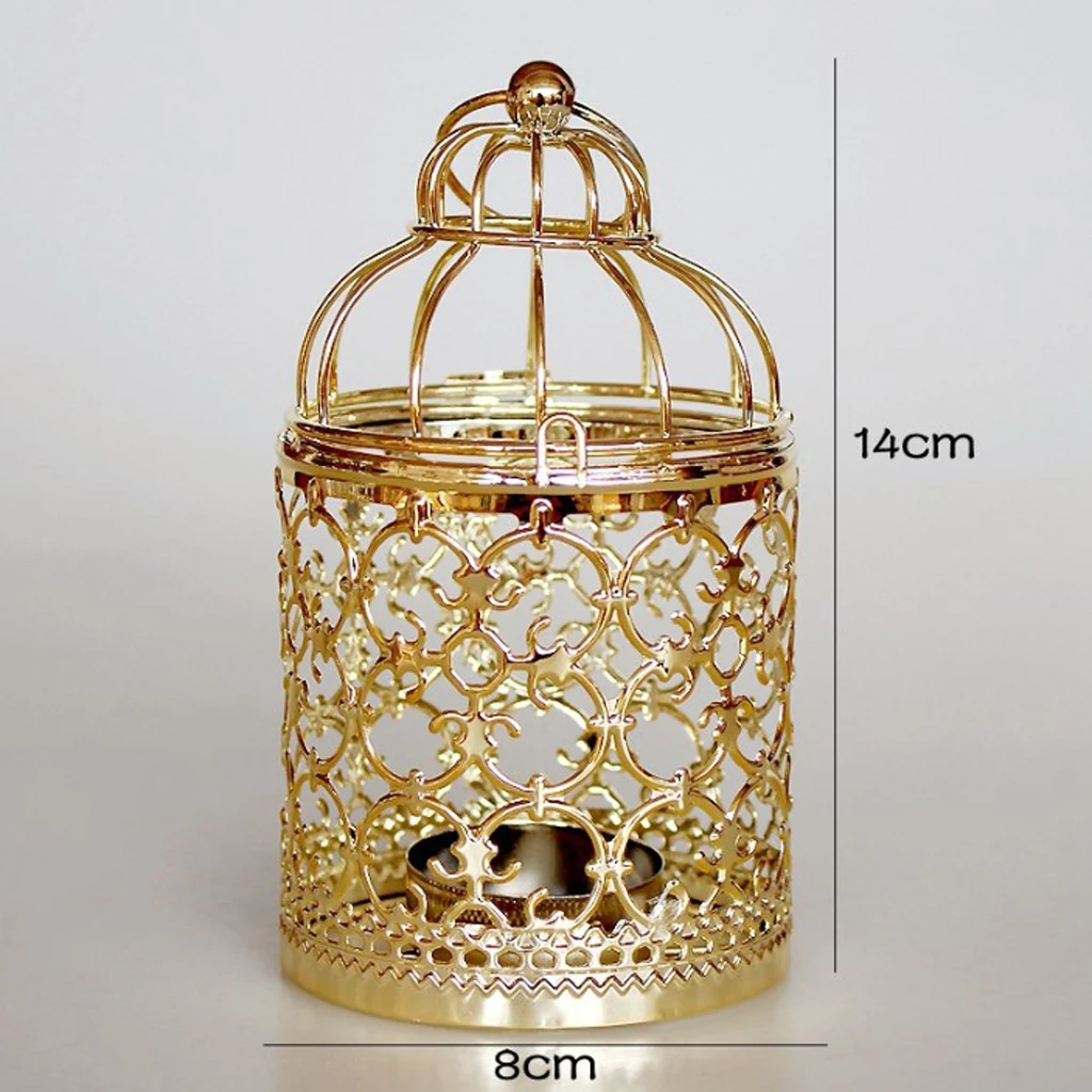 Metal Hollow Birdcage Candle Holder Tealight Candlestick Romantic Night Light Hanging | Дом и сад