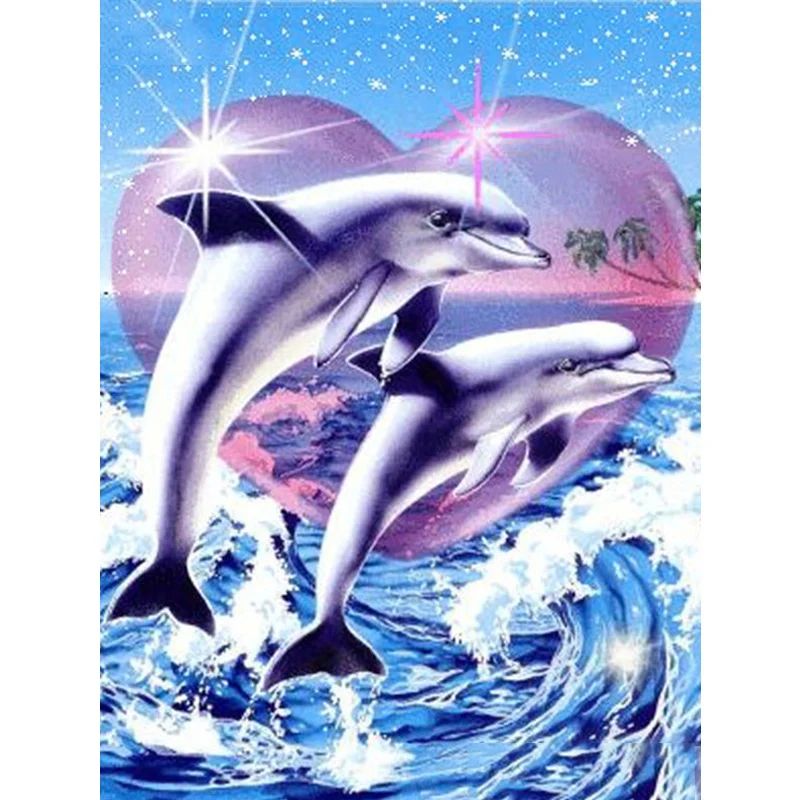 Полноразмерная/круглая Алмазная 5D картина сделай сам живопись с дельфином 3D