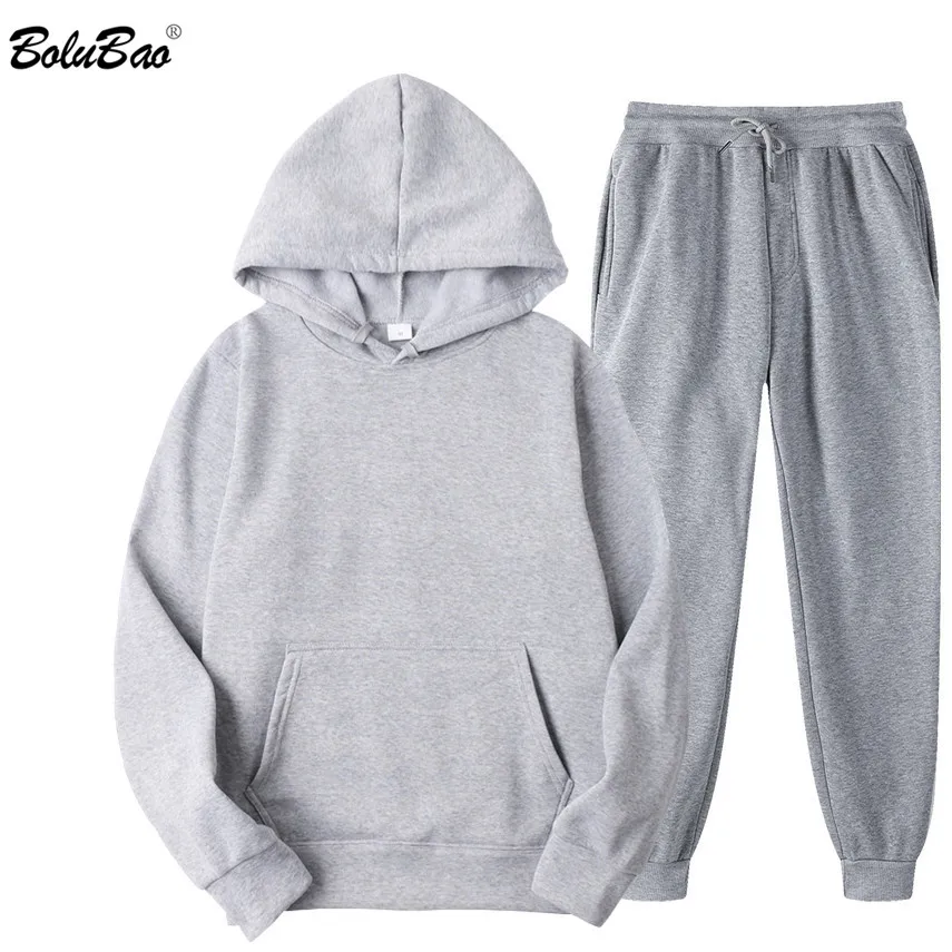 

Polubao color men's casual sports new sweater suit + two-piece trousers overalls closed-up outer side length