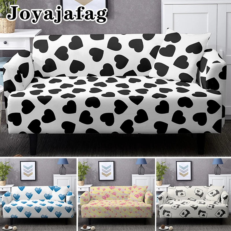 

Stretch Sofa Cover Love Heart Design Dust-proof Slipcover 1/2/3/4 Seater Washable Elastic Couch Covers For Living Room Decor