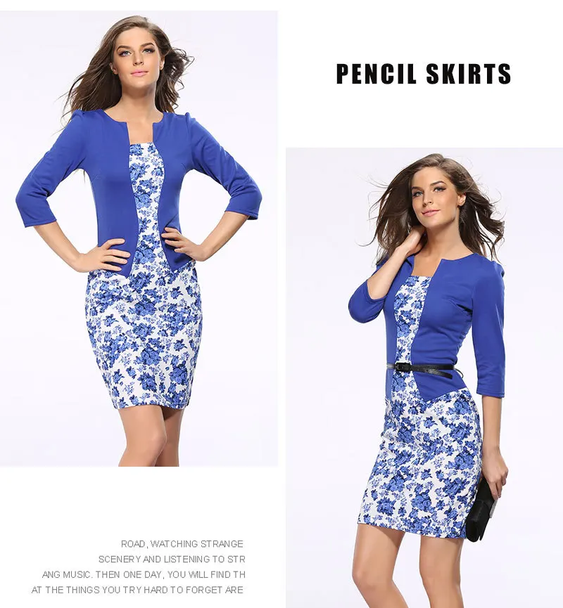 

2021 summer women's three-quarter sleeve dress, fake two-piece plaid pencil skirt, send beltsummer women's dress