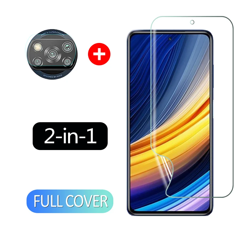 Hydrogel Передняя пленка + объектив камеры закаленное мягкое стекло 2-в-1 для Xiaomi Poco X3