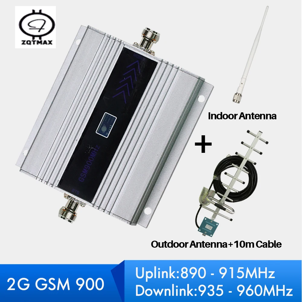 Мини-ретранслятор ZQTMAX GSM 900, Усилитель мобильного сигнала 2G, ретранслятор сотового сигнала, усилитель голоса, 60 дБ и антенна Yagi