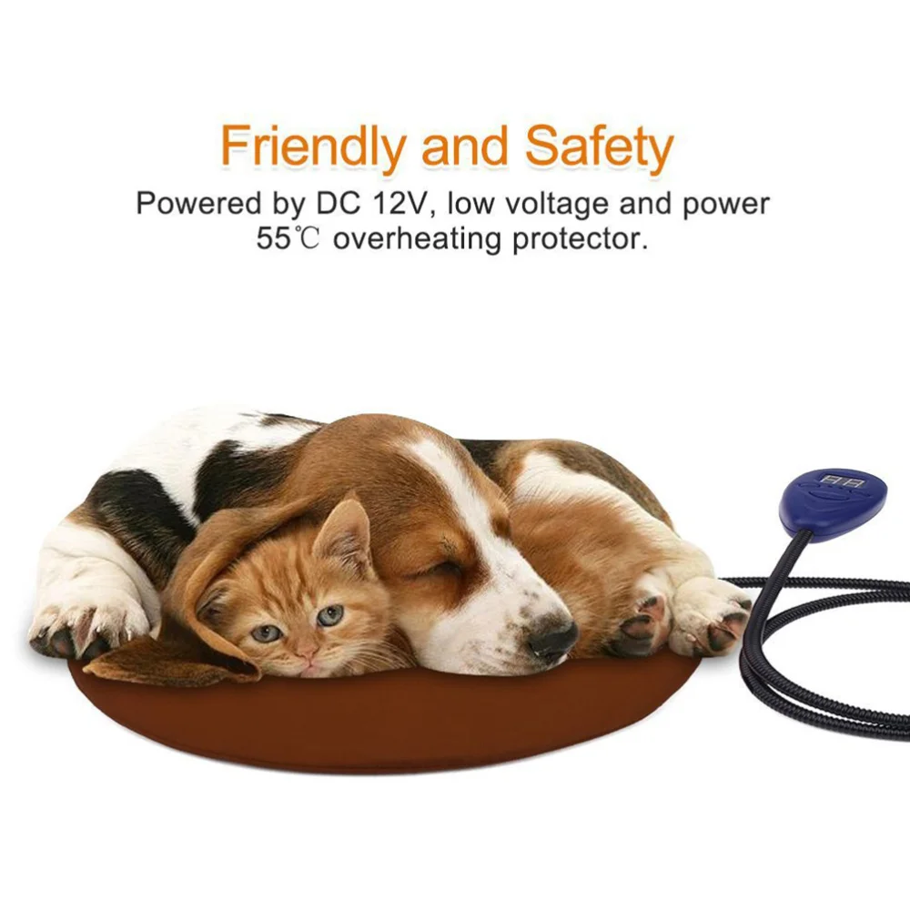 

Pet Heating Pad 15W Electric Cat Dog Heater Bed Mat 7 Grade Temperature Control Chew Resistant Cord Washable Cover with US Plug