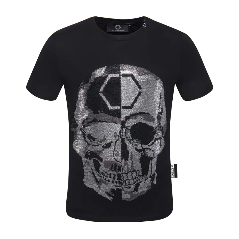 

Starbags PP Skull original 2020 summer fashion collection men's diamond personality cool slim short sleeve T-shirt round neck