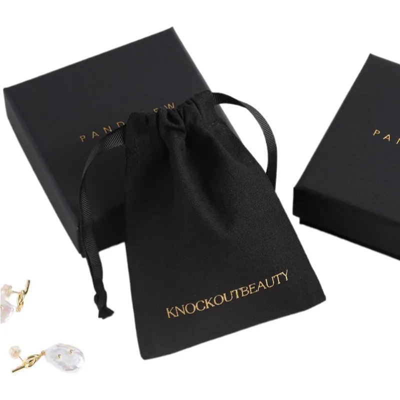 Сумка черная на шнурке с логотипом ювелирных изделий заказ высота 8x10 см Размер 9x12