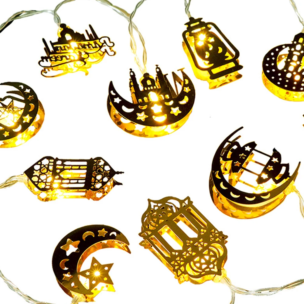

Battery Powered Ramadan Golden Moon Star String Lights LED Arab Garland Islamic Muslim Supplies for Outdoor Children