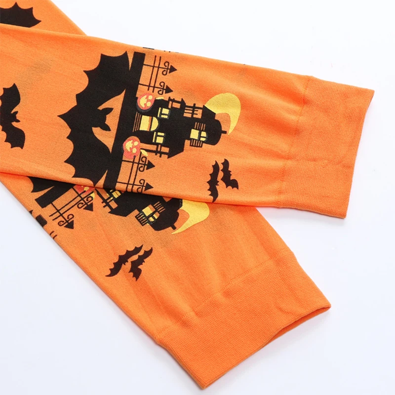 Зимние женские чулки на Хэллоуин с принтом длинные носки по колено нарядное