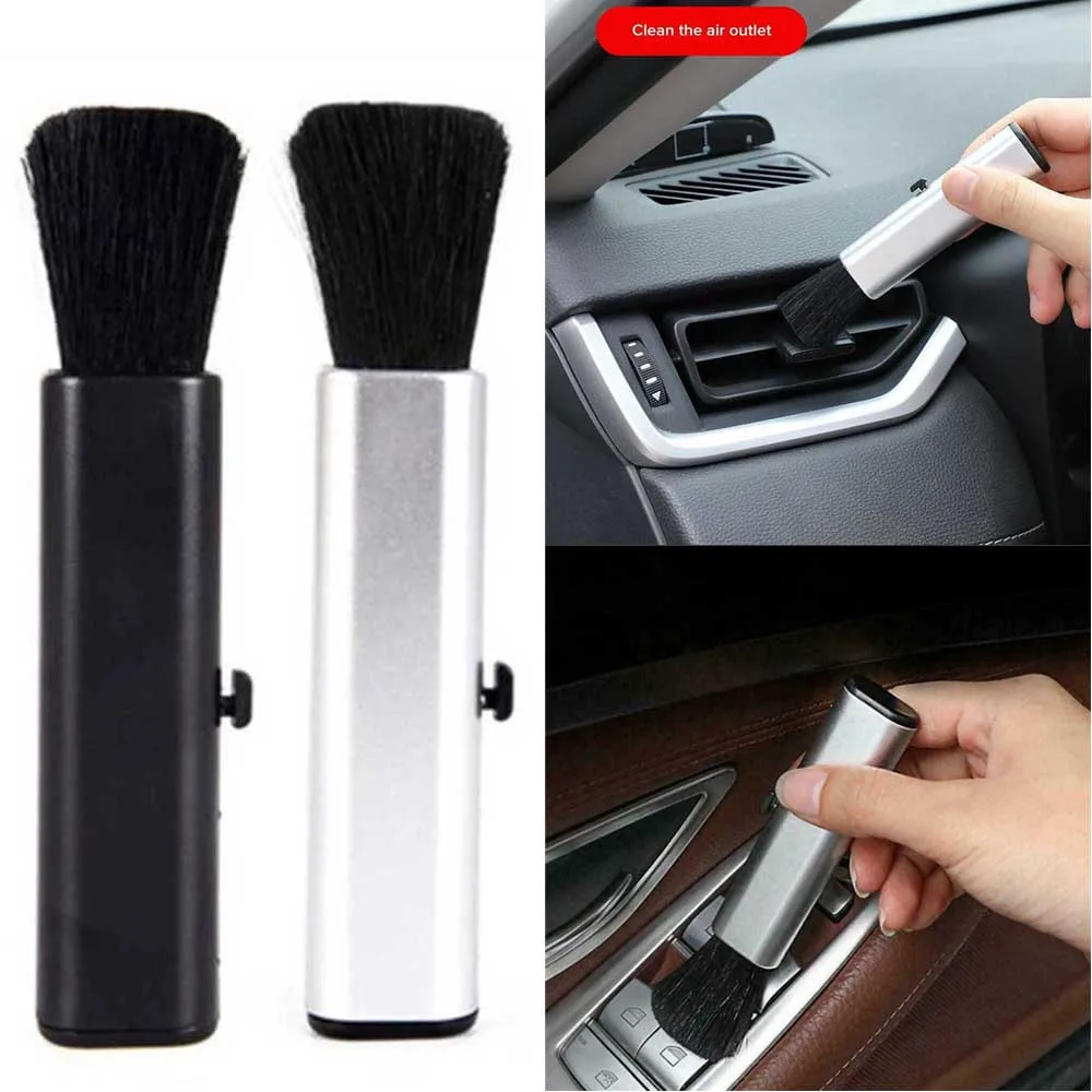 

Car Air Conditioner Outlet Vent Dust Removal Brush Keyboard Cleaning Tools Black/Silver ABS Cleaning Brush