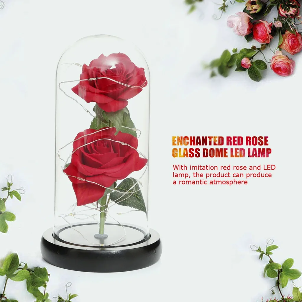 Романтический стеклянный светильник Роза Свадебный домашний декор подарок