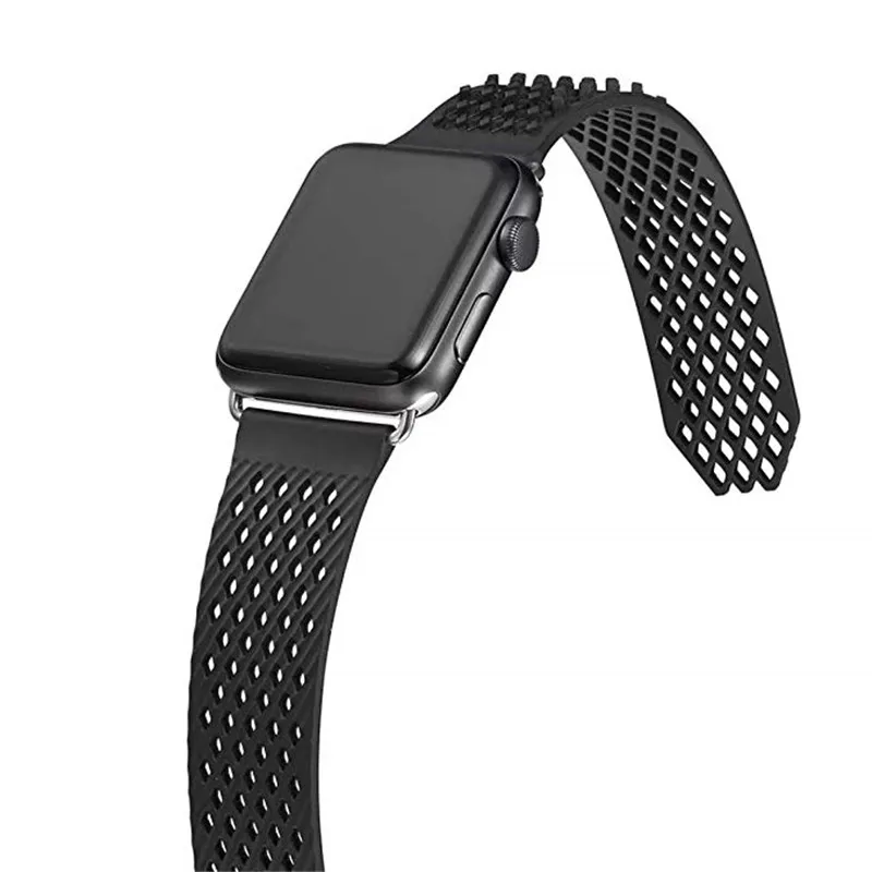 Без пряжки дизайн спортивный силиконовый ремешок для Apple Watch Series 4 3 2 1 мягкий ремешок замена Браслет для iWatch 44mm42mm 40mm38mm