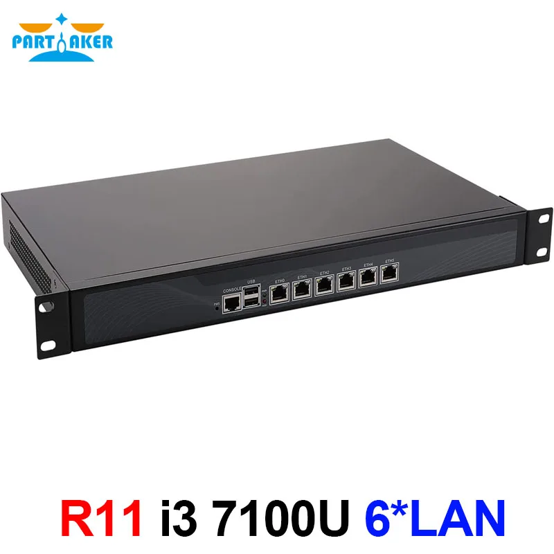 R11 Intel Core i3 7100U Dual Core 8GB RAM 128GB SSD 6LAN 2USB 1COM 1U Network Server Firewall Appliance pfSense Soft Router