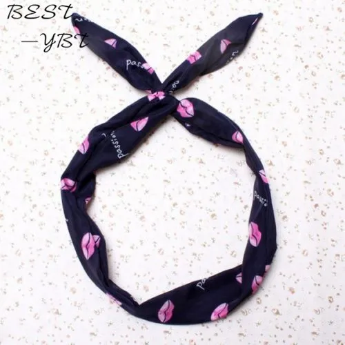 Lovely Kids Girls Lady Bow Headwear Hair Bands Hoop Rabbit Ear Wrapped Headband Party Wire Scarf Accessories | Детская одежда и
