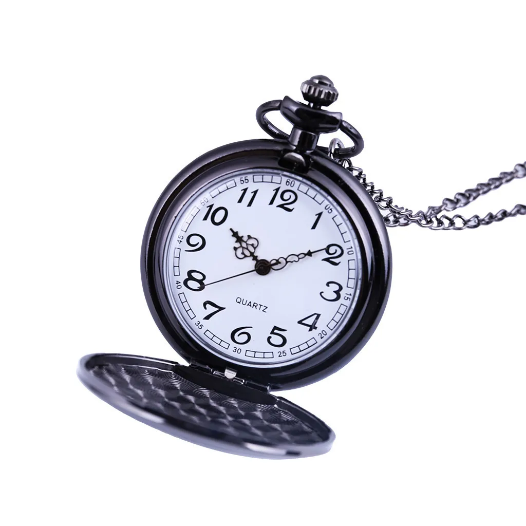 Прямая поставка большие карманные часы черные с надписью винтажные Модные