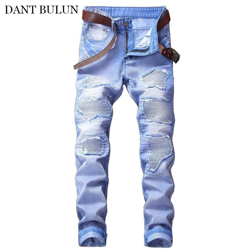 

Мужские джинсы в стиле пэчворк; Повседневные Прямые хлопковые брюки; Рваные брюки в стиле хип-хоп; Уличная одежда; Джинсы; Мужские брюки