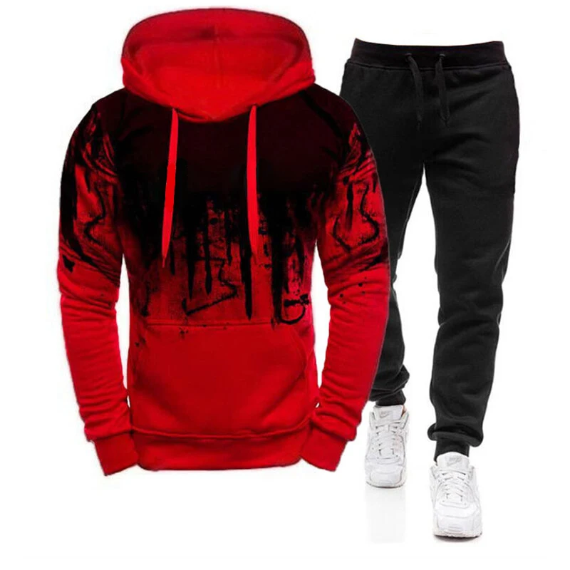 Fashion Autumn Men's Casual Tracksuit  Men Sweatshirts and Sweatpants Two Pieces Sets Sportswear Plus Size Clothing for Male