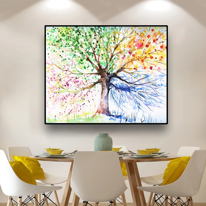 Холст плакат картина большое дерево с красочными ветками абстрактный Творческий