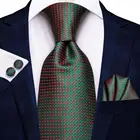 Зеленый, красный, однотонный, новинка, Шелковый Свадебный галстук для мужчин, ручная работа, запонки, подарок, мужской галстук, модный дизайн, деловые вечерние, Прямая поставка, Hi-Tie