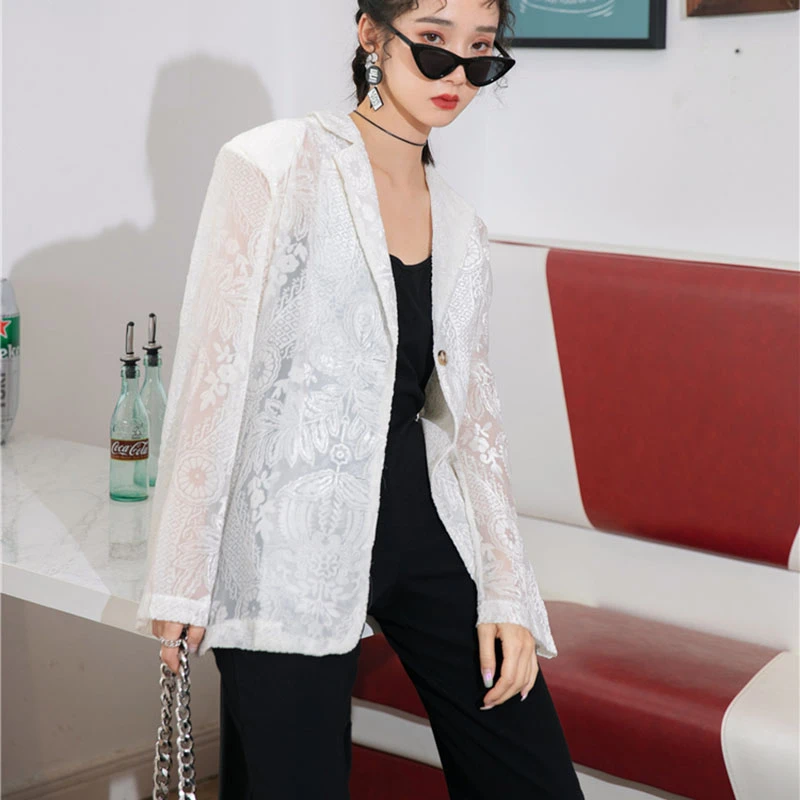 

LANMREM Women's Spring Shirt Casual Loose Long Sleeve Korean Style White All-match Lace Shirts Fashion Top Clothes 2A379