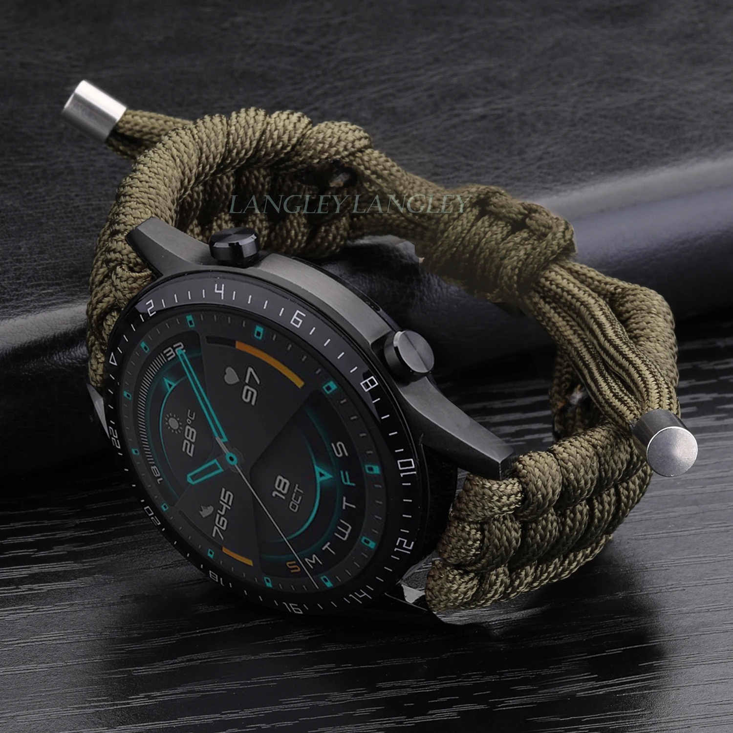 20 22mm Strap For Samsung Galaxy Watch 3 41 45mm Watch Strap For Huawei  Watch GT 2e GT2 46mm Leather Clasp Nylon Rope Bracelet